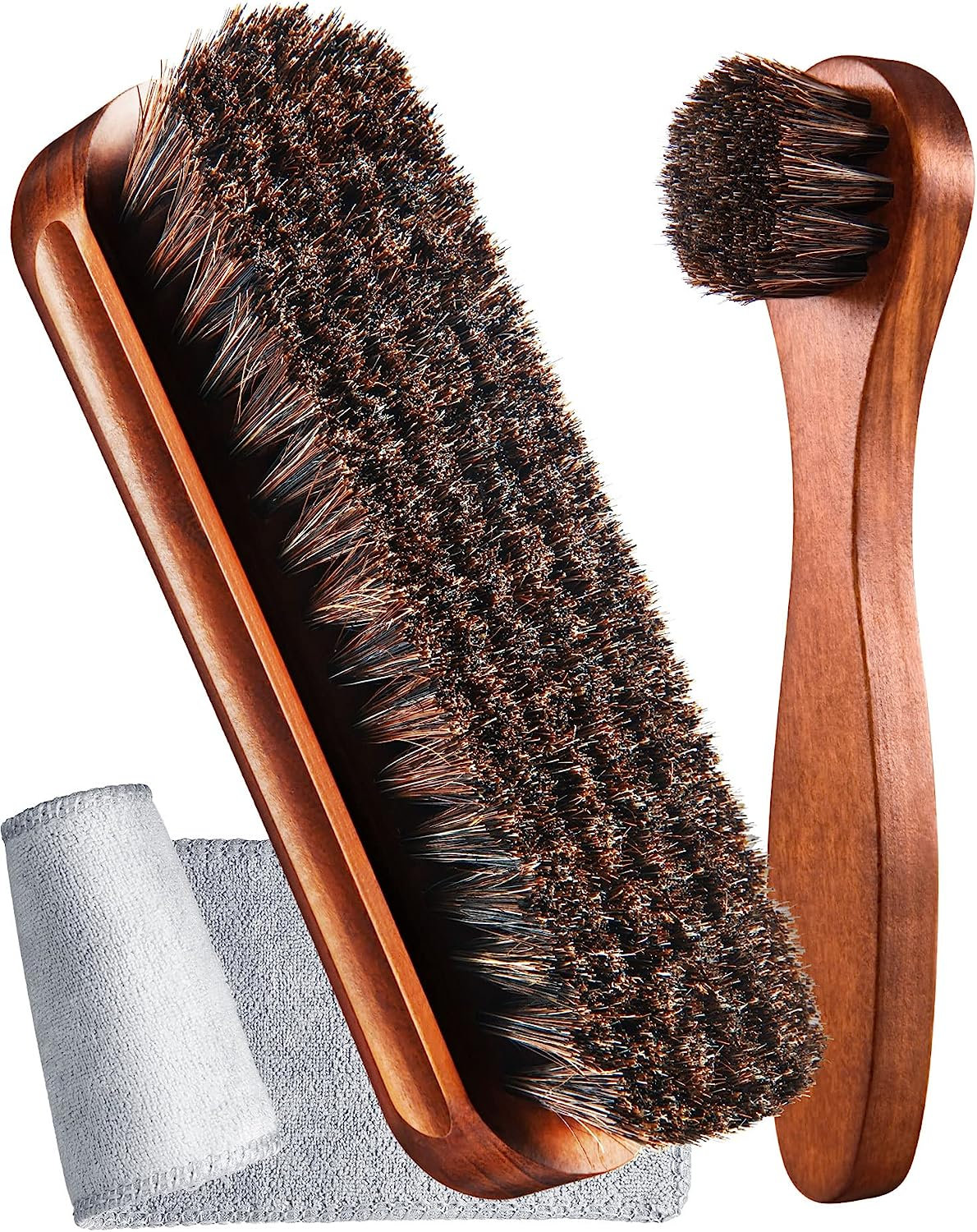 3 Pieces Horsehair Shine Shoes Brush kit