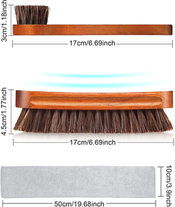 3 Pieces Horsehair Shine Shoes Brush kit