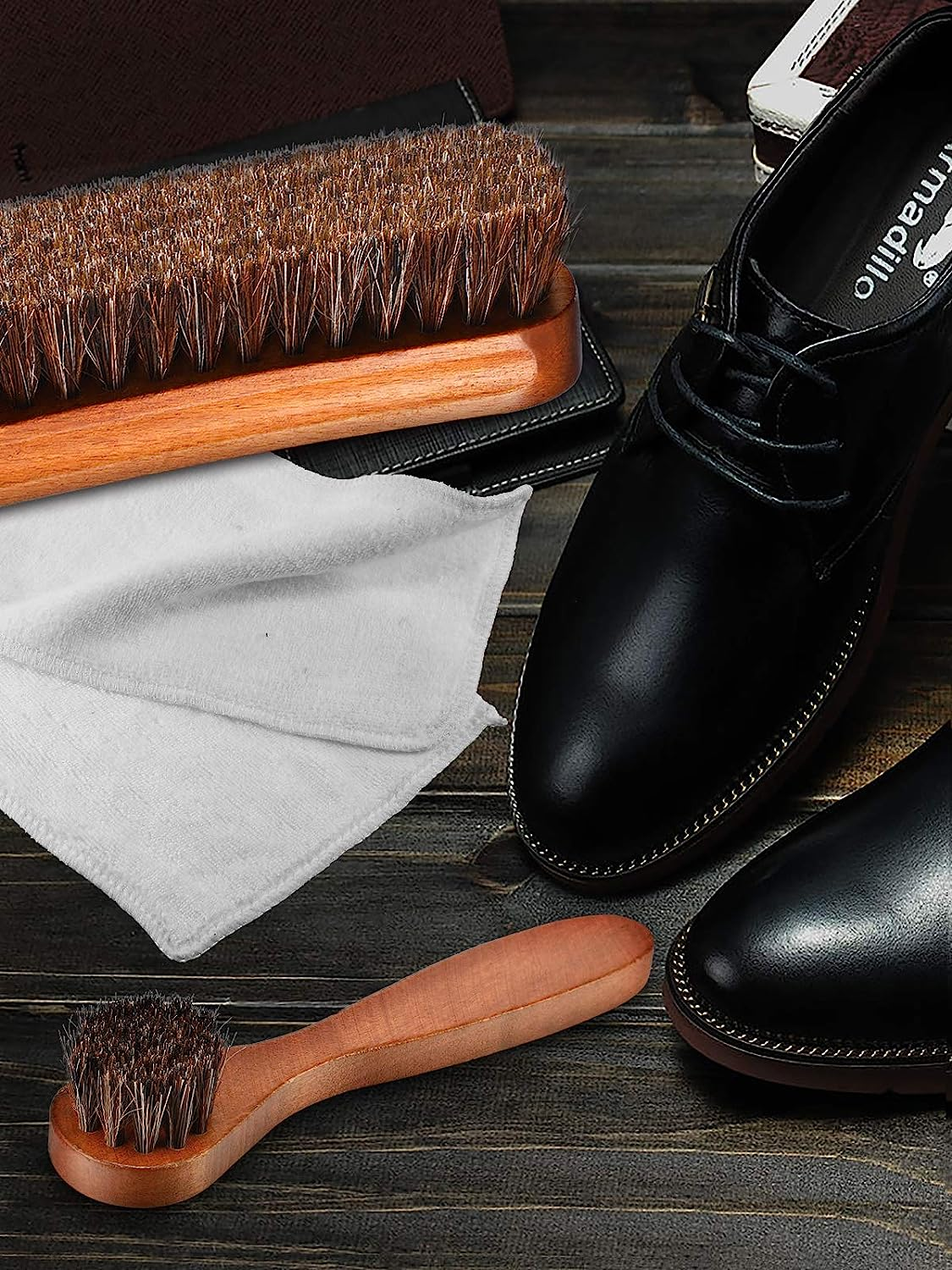 3 Pieces Horsehair Shine Shoes Brush kit